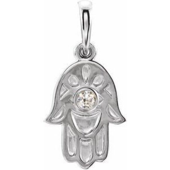 Kazi Luxury 14K White Gold .03 CTW Natural Diamond Hamsa Pendant